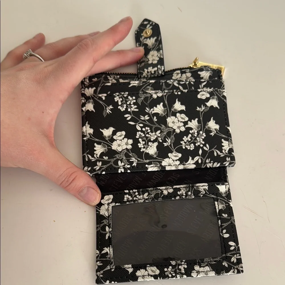 Steve Madden Black and White Floral Wallet